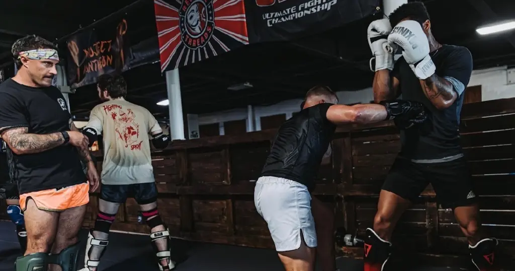 Cameron Delano sparring at the gym