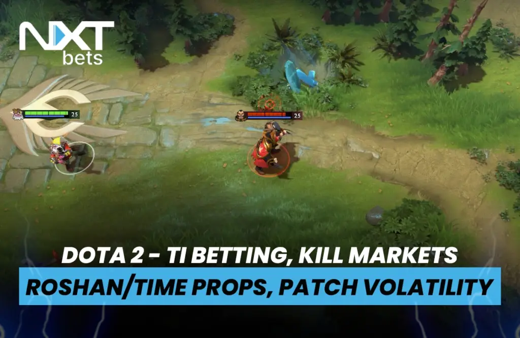 Dota 2 – TI Betting, Kill Markets, Roshan/Time Props, and Patch Volatility (2025)