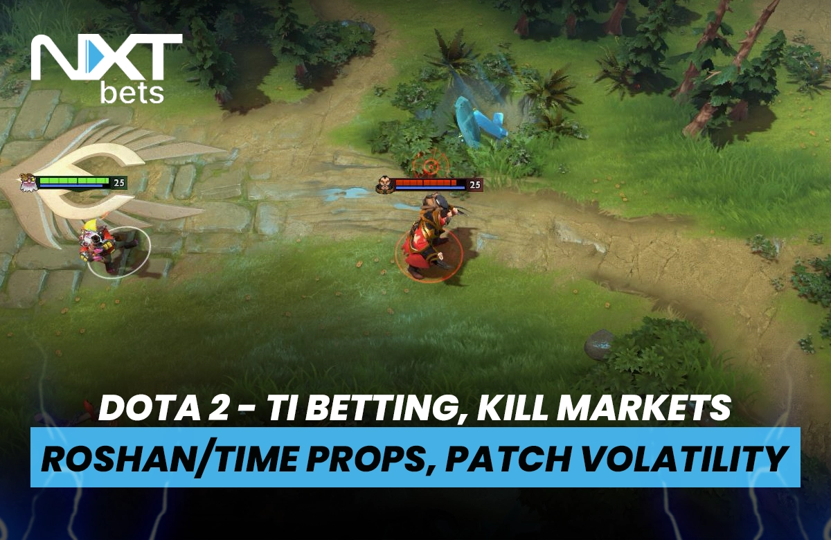 Dota 2 – TI Betting, Kill Markets, Roshan/Time Props, and Patch Volatility (2025)