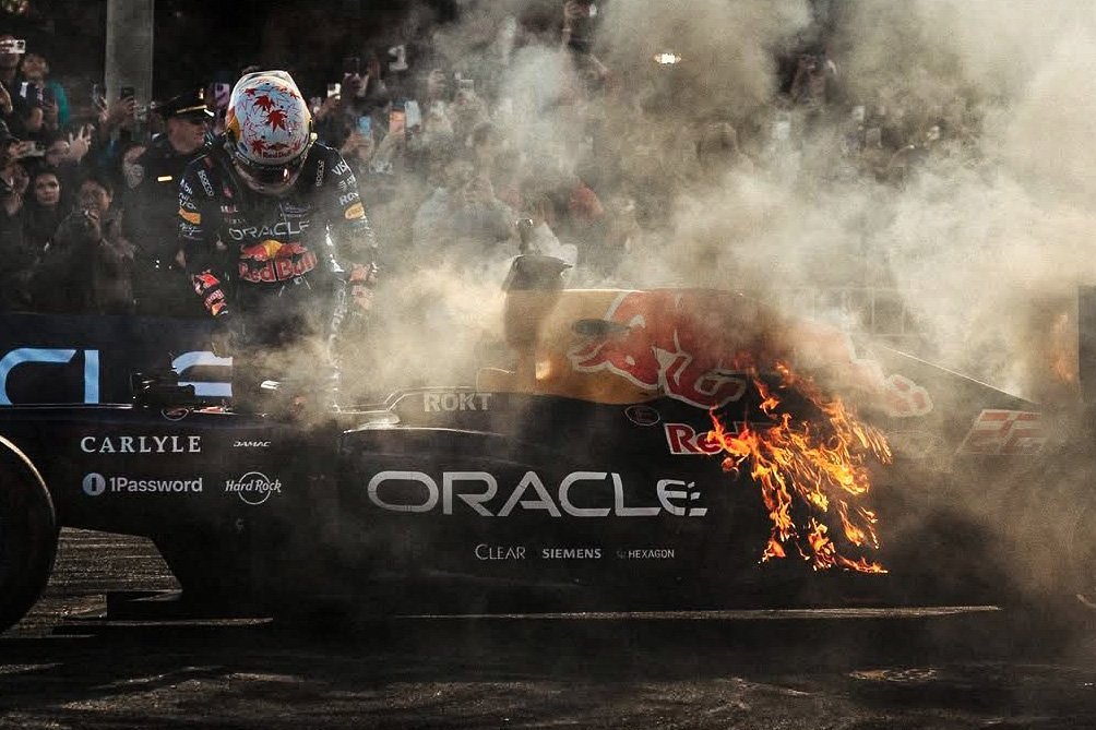 Yuki Tsunoda Escapes as Red Bull RB7 Erupts in San Francisco