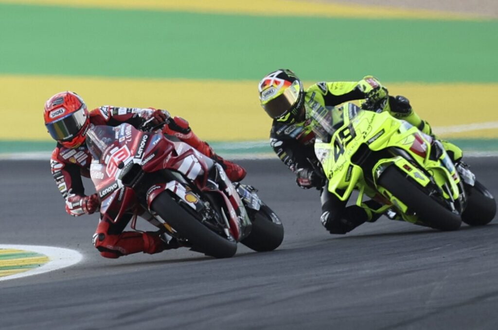 Di Giannantonio third after wheel-to-wheel with Marquez