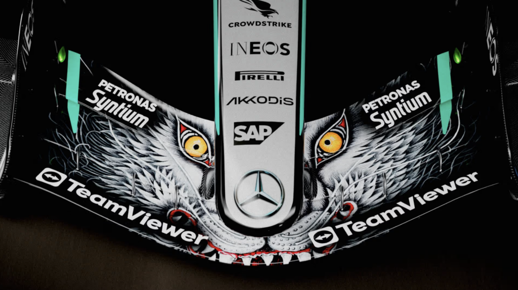 Mercedes, Y-3 unveil wolf motif on W17 front wing at Suzuka