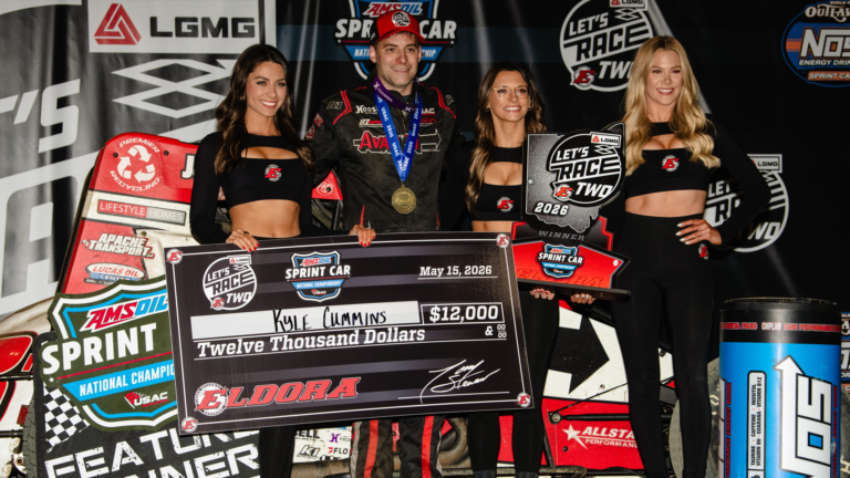 Cummins Overtakes Grant on Final Lap at Eldora