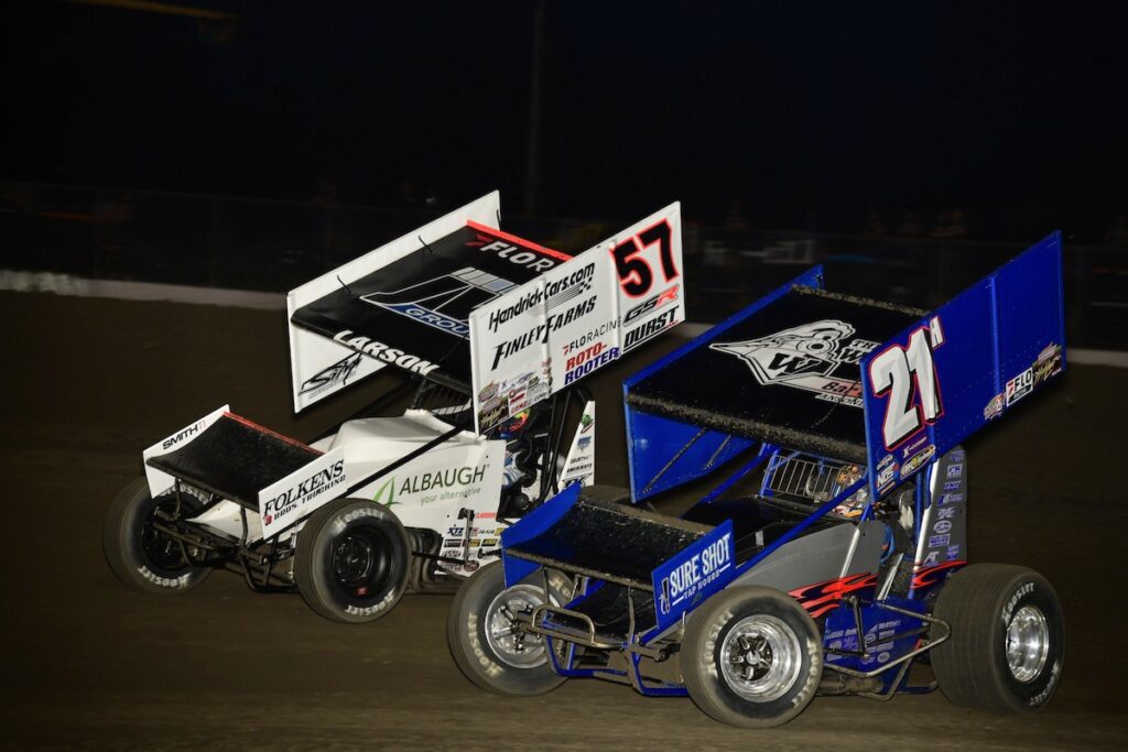 Larson wins Davenport sprint, pledges purse to Kyle Busch fund