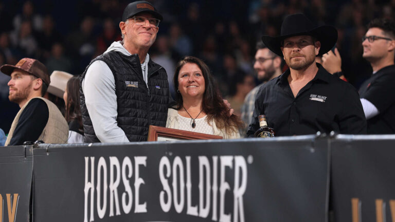 Deb Rothwell receives Horse Soldier Bourbon Be Cowboy Award for volunteer work