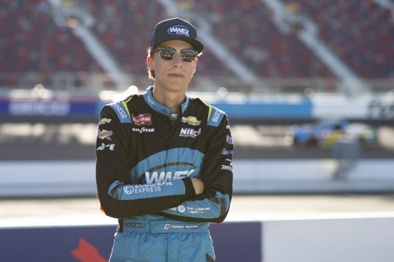 Carson Hocevar finishes sixth, 0.182 seconds behind Kyle Larson